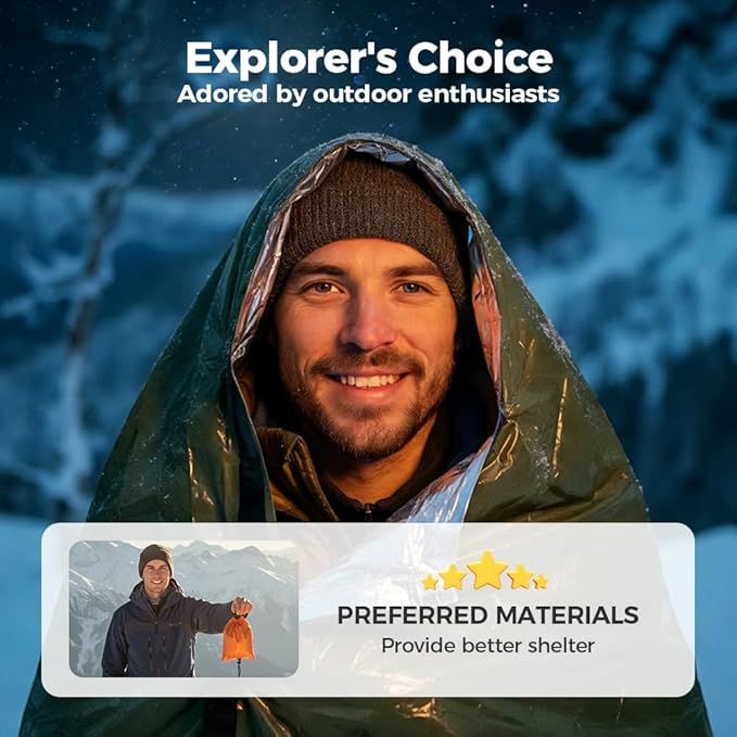 2026 New Blanket, Emergency Sleeping Bag for Survival, Blanket with Emergency Whistle Waterproof, Compact Lightweight, Emergency Mat for Survival Kit Car Camping Gear Hiking Go (Orange*3)