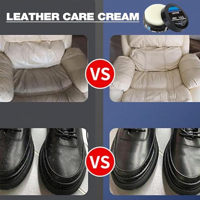 Leather Balm for Cars, Leather Cleaner and Conditioner for Car Interior, Multifunctional Cleaning and Care Cream & Cleaning Paste, Deep Cleaner & Leather Repair Kit for Furniture, Shoes, Bags(2PC)