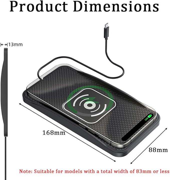 Wireless Car Charger Pad for Honda HR-V 2016-2026, Type-C/USB 20W Car Wireless Charger Non-Slip Phone Charging Pad Car Accessories,A 30cm Cable Type-C Plug
