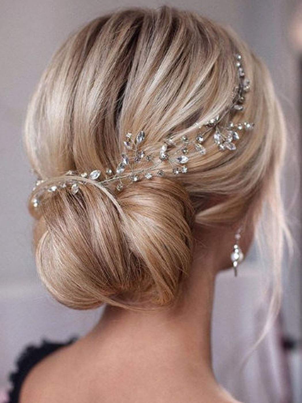 Unicra Bride Wedding Rhinestone Hair Vine Bridal Silver Hair Piece Crystal Headband Hair Accessories for Women and Girls (17.7in