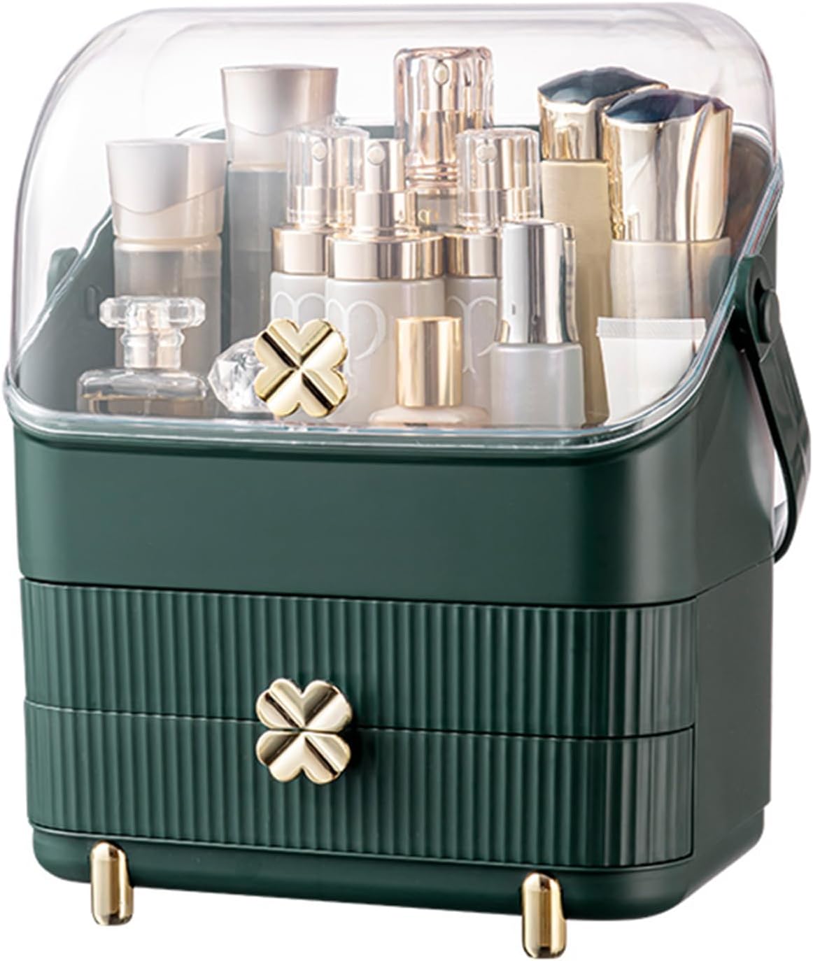 Preppy Makeup Organizer | 3-Tier Cosmetic Storage Box | Ivory White, Portable
