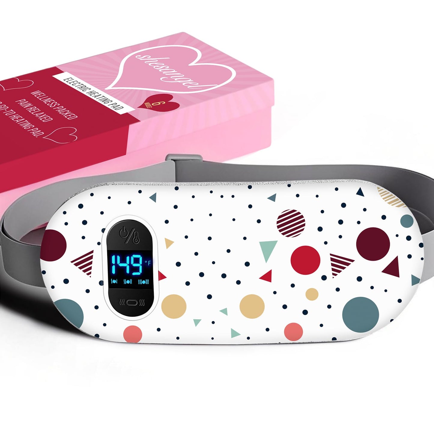 Portable Heating Pad for Period Cramps: Cordless Menstrual Heating Pad with 6 Heat Levels and 6 Massage Modes, 3s Fast Heating Gift for Women and Girl(Pink)