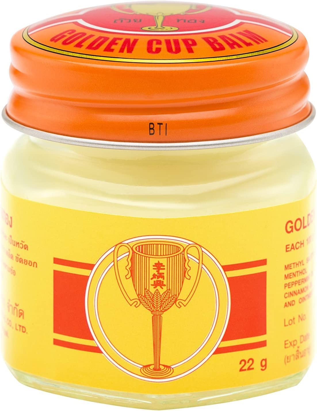 Golden Cup Balm Yellow Herbal Thai Ointment, 22g (Pack of 3)