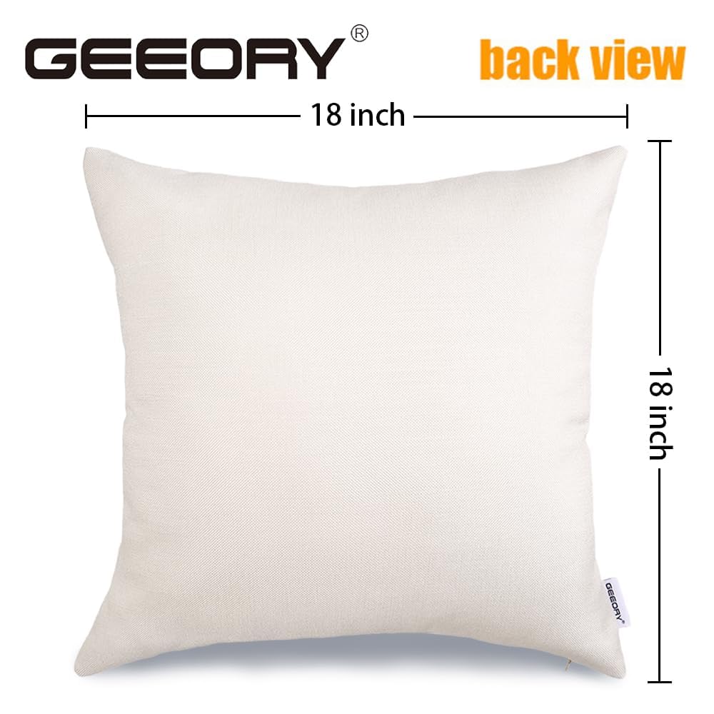 GEEORY Fall Pillow Covers 18 x 18 Inch Set of 4, Happy Fall Y'all Stripes Pumpkins Mason Jar Thankful Decor, Cushion Cases for Farmhouse Home Party Sofa Couch (Brown) G355-18