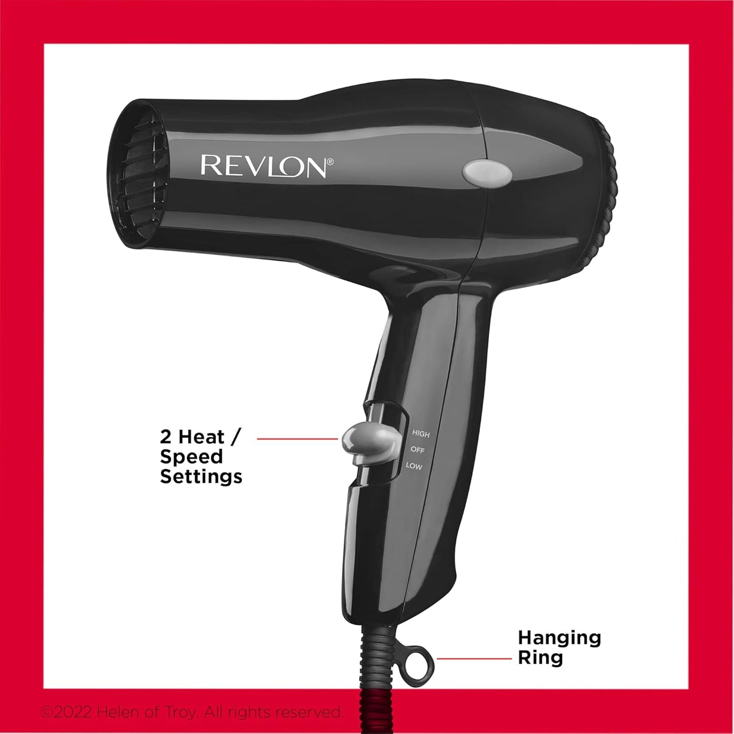 REVLON 1875W Travel Hair Dryer – Lightweight, Salon-Style Blowouts | Black