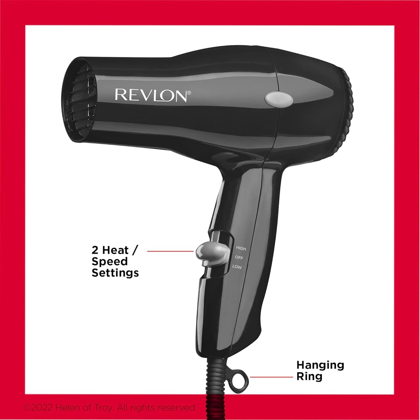REVLON 1875W Travel Hair Dryer – Lightweight, Salon-Style Blowouts | Black