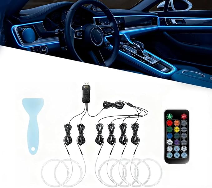 Car LED Strip Light for Volvo XC40/XC60 Polestar 2021–2025, 6 in 1 Car Ambient Lighting Kits, Interior Interior Light Sync to Music, Auto Decorations Interior Accessories, 8M