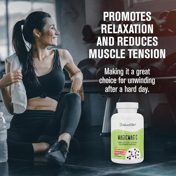 NaturalSlim Potassium Magnesium Supplement 100 Capsules – MagicMag C Magnesium Citrate Supplements for Sleep Support, Heart Health, and Muscle Cramp Relief | Gluten-Free 2 Pack