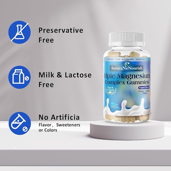 Sugar Free Magnesium Gummies Plus Probiotic & Fiber, Magnesium Glycinate 400 mg丨L-Threonate丨Taurate, Chewable Calm Magnesium Gummies w. Vitamin D3 K2 B6 for Sleep* Brain Health, Digestion, Gut Health