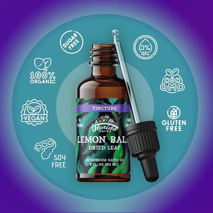 Lemon Balm Tincture - Organic Lemons Drops - Lemon Balm Extract 2 Fl. Oz - Dried Lemon Balm Made in USA - Organic 2 Pack