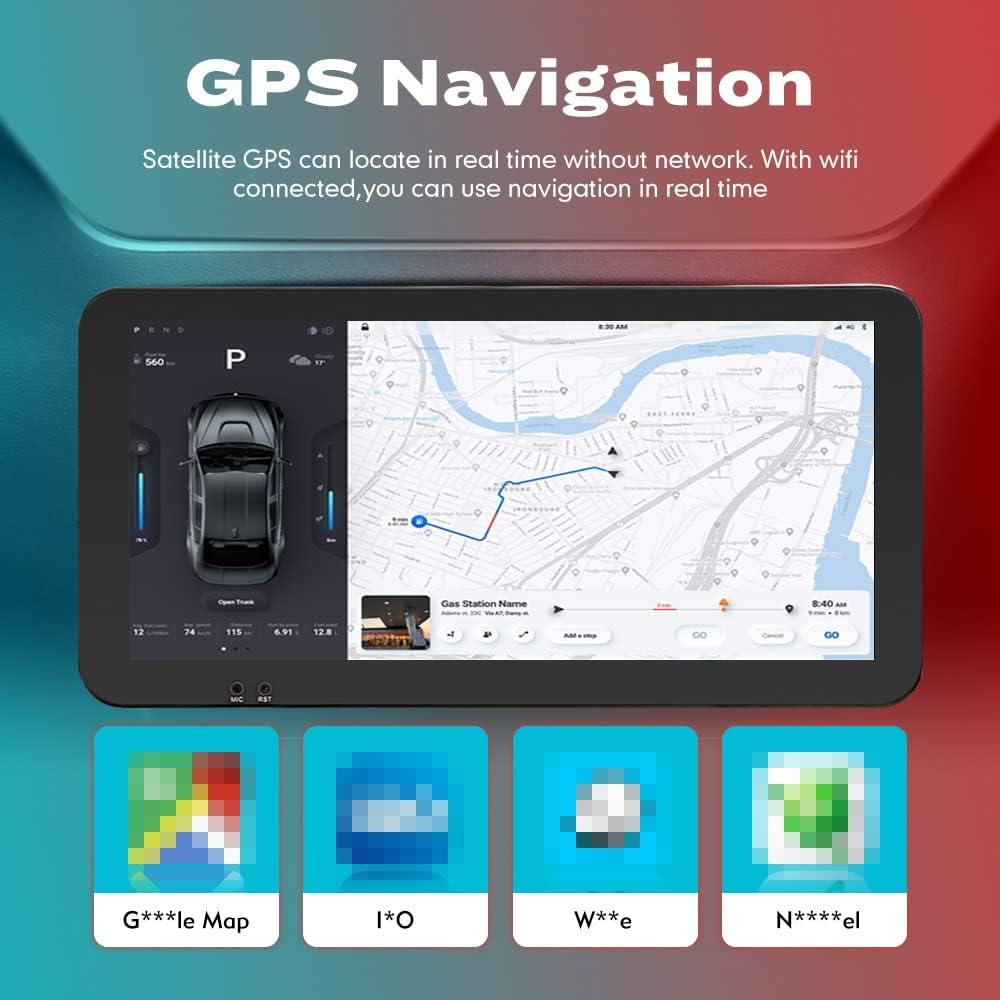 Kunfine Car CarPlay Android Auto Navigation Stereo GPS Radio Reverse Camera Display 10.33" QLED Touchscreen Headunit Tablet Media Player for Peugeot 301 13-22, if Applicable Octa Core 6G+128G Silver