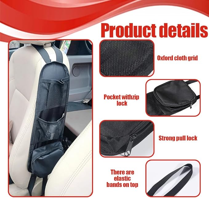 Car Seat Storage Hanging Bag, Multi-Pocket Seat Side Organizer, Car Multifunctional Storage Mesh Net Pocket Can Hold Mobile Phone, Wallet, Glasses, Universal Car Accessories for Car (1PCS)