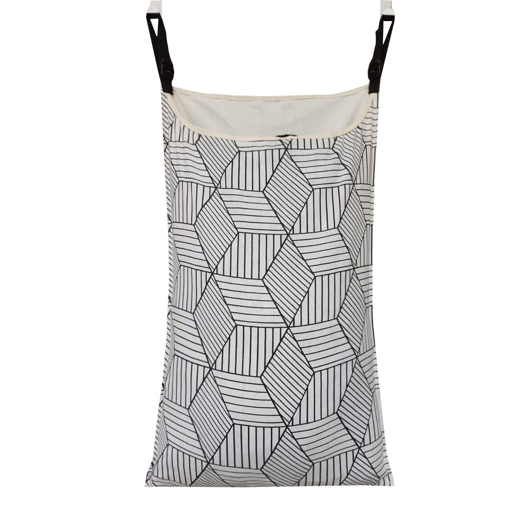 HDHYK Adjustable Space Saving Door Hanging Laundry Hamper Bag with Over Door Hooks for Dirty Laundry
