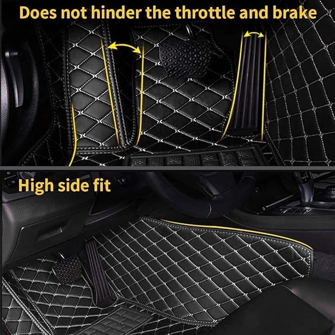 Custom Making Car Floor Mats Compatible for 2000-2025 All Mode Sedan SUV Sports Car Full Coverage Cute Pads Protection Non-Slip Leather Floor Liners (Red+Purple Edge)