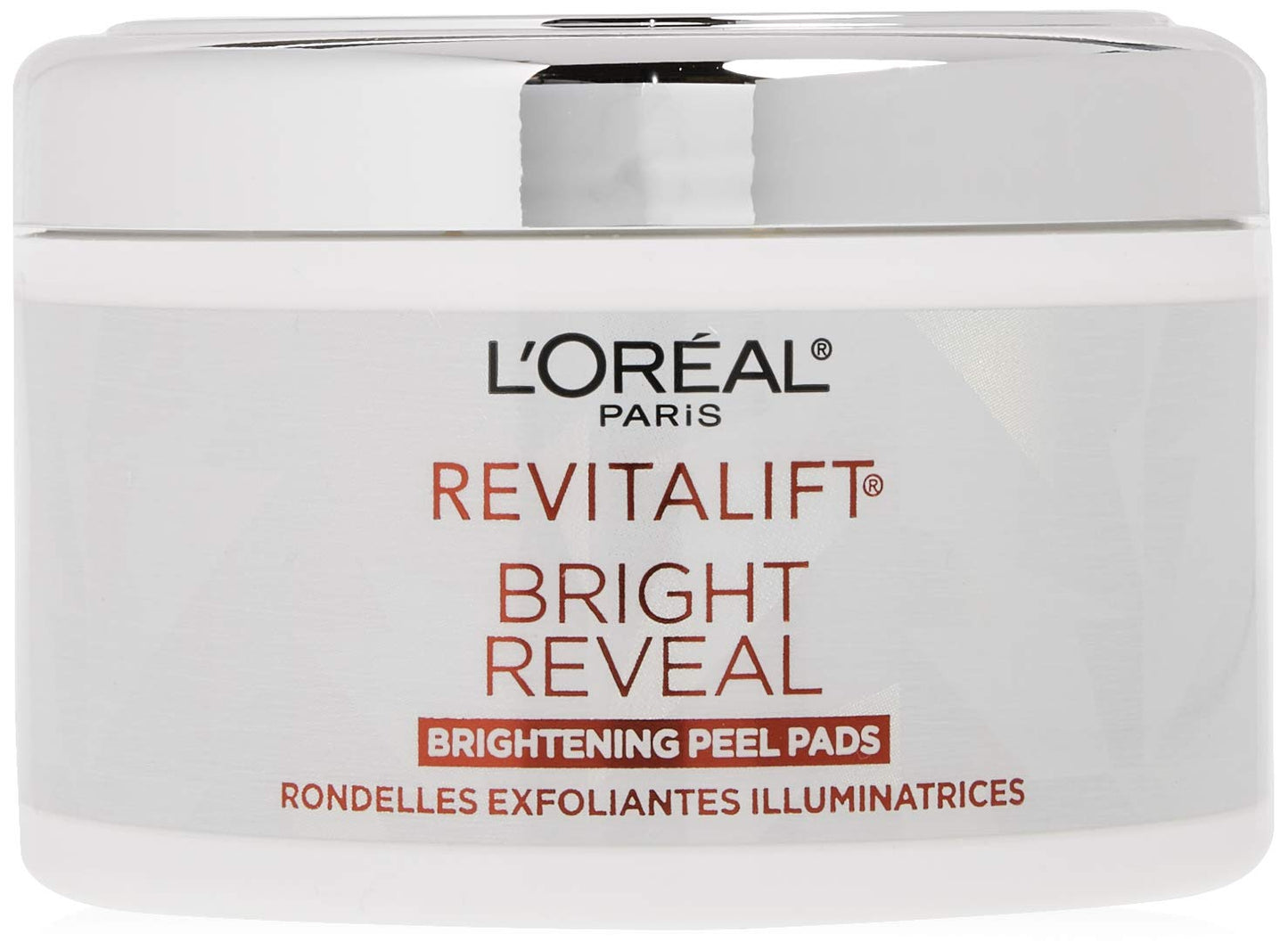 L'Or  Al Paris Revitalift Bright Reveal Anti-Aging Exfoliating Peel Pads With Glycolic Acid, Reduce Wrinkles & Brighten Skin, 30