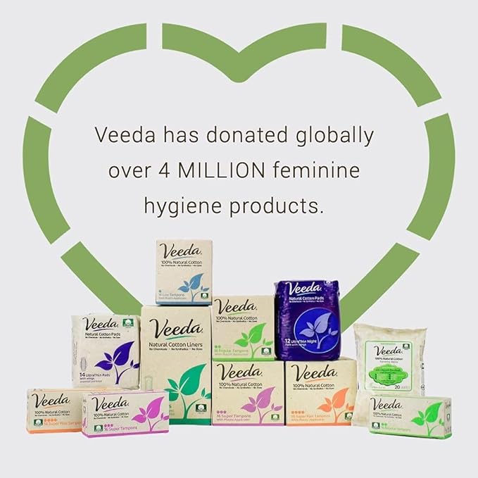 Veeda Natural Cotton Night Pads for Women - Overnight Heavy Flow Absorbent Ultra-Thin Feminine Pad - Hypoallergenic Period pads with Wings - Unscented & Chlorine free Sanitary Napkins - 96 Count