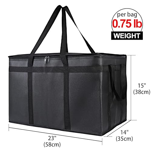 Bodaon 4-Pack Cooler Insulated Food Delivery Bag, Rideshare Delivery Bag, XXX-Large Thermal Bags for Catering/Hot Pizza, Travel/Camping/Picnic/Grocery Reusable Warmer Frozen, Black With Bottom