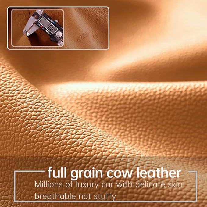 Car Car SUV's Wagon Universal Genuine Leather Seat Cushion Lumbar Back Top Layer Cow Leather Front and Back Cushion Upgrade Padded Comfort (White Smoke, Backrest)