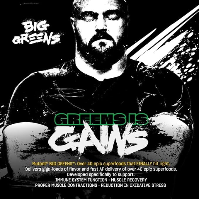 Mutant Big Greens | Green Supplement | Over 40 superfoods Land & Sea Greens – Reds, Antioxidants, phytonutrients, 1000mg spirulina – Pre & Probiotic Blend | 30 Serving – Berry Good