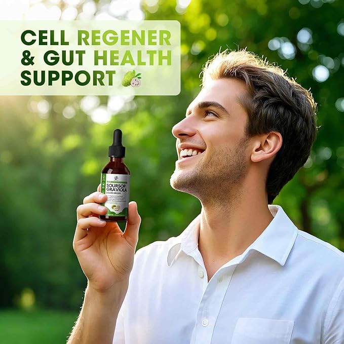 Soursop Graviola Liquid Drop for Cell Support & Regeneration, Immune System and Gut Health Support, Soursop Bitters Liquid, Herbal Goodness, Sugar/Gluten Free, Natural Flavor, 1 Fl Oz