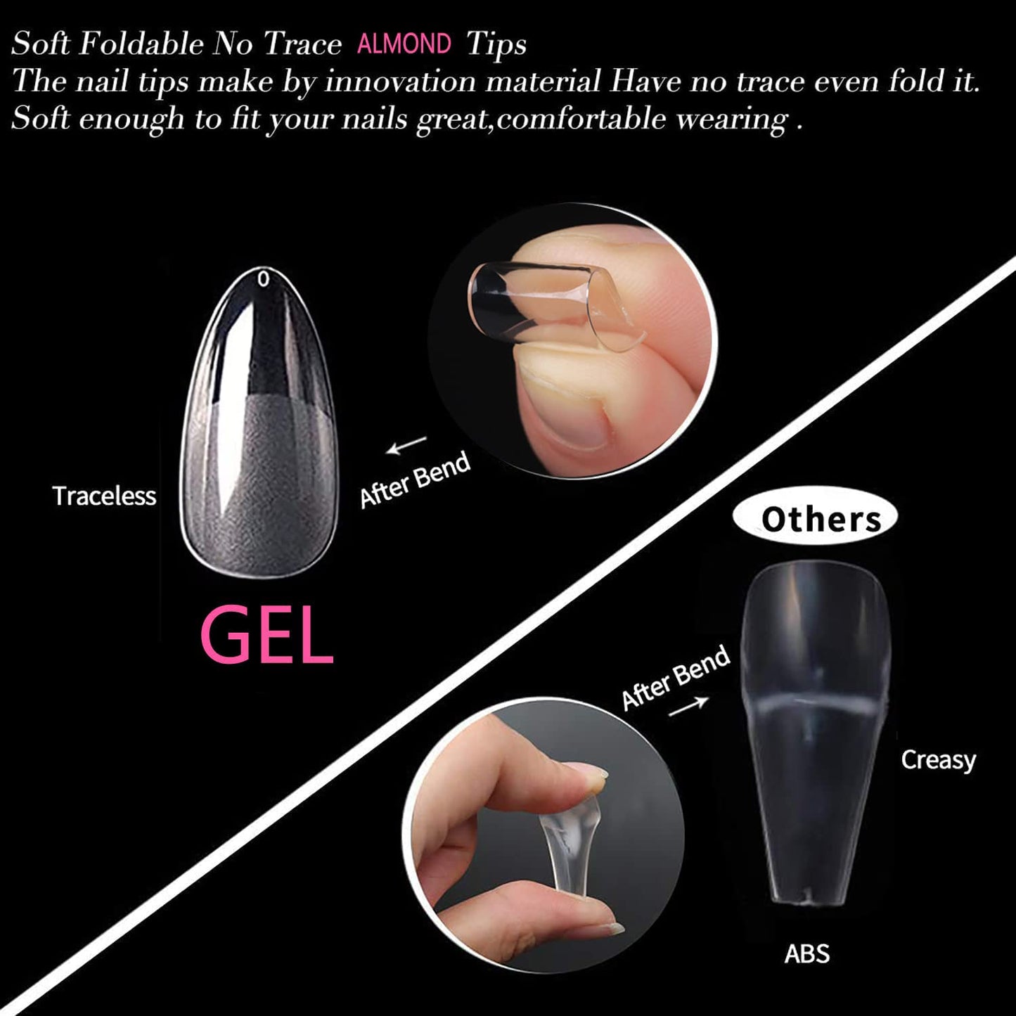 UNA GELLA Square Toe Nail Tips | 504 Pcs Soft Gel Full Cover | DIY Pedicure