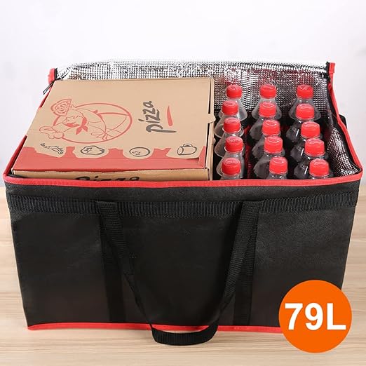 Bodaon Insulated Food Delivery Bag with Removable Hard Bottom, XXX-Large Catering Supplies Bags for Pizza Delivery Drivers, Cooler Bag, Hot Food Warmer Container, Insulated Grocery Bags (2-Pack)