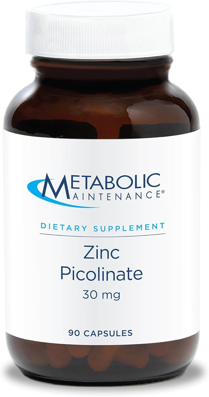 Metabolic Maintenance Zinc Picolinate - 30mg Zinc Supplement + Vitamin C (Ascorbic Acid) to Improve Absorption - Reproductive + Immune Support (100 Capsules)