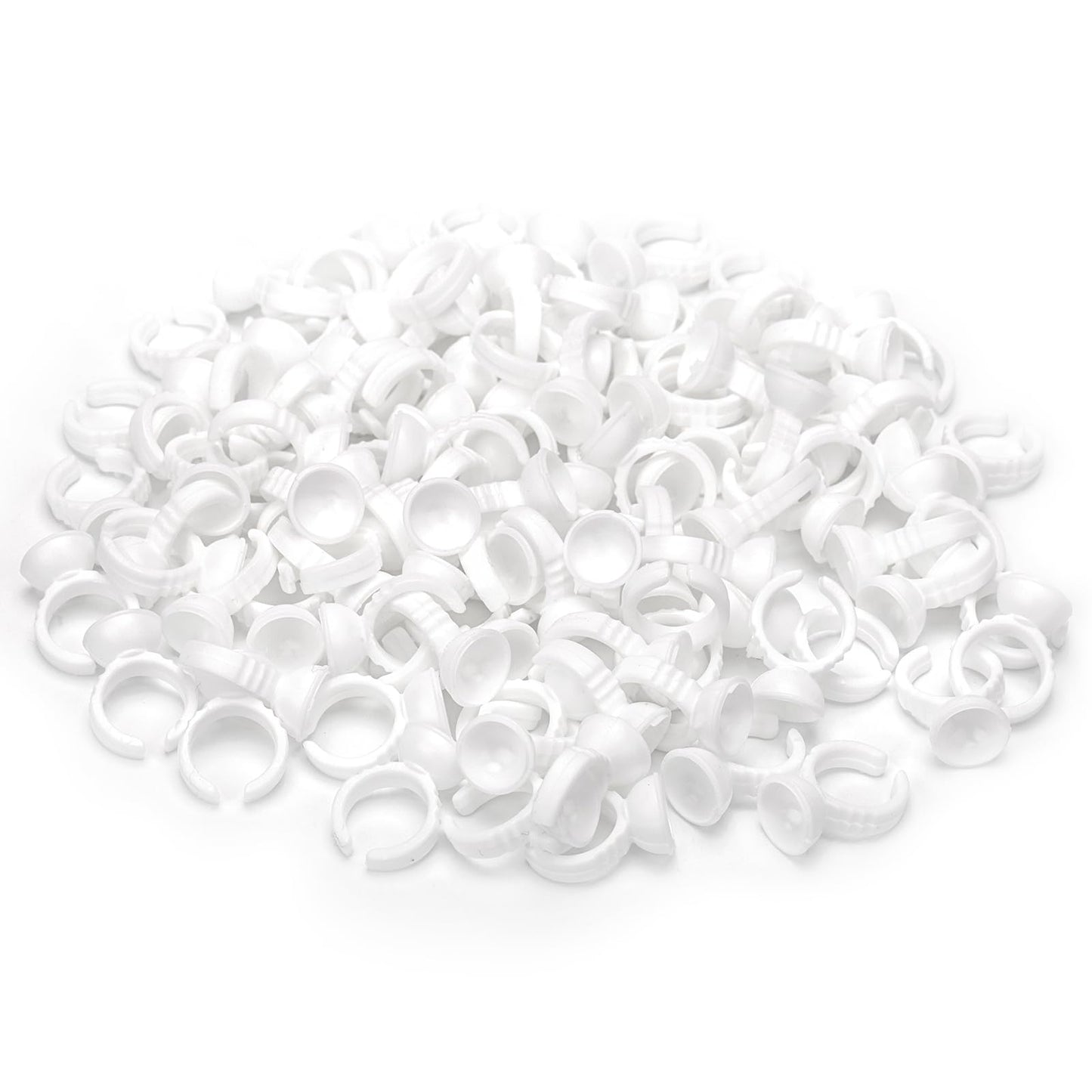 100Pcs Disposable Plastic Nail Art Tattoo Glue Rings Holder Eyelash Extension Rings Adhesive Pigment Holders Finger Hand Beauty
