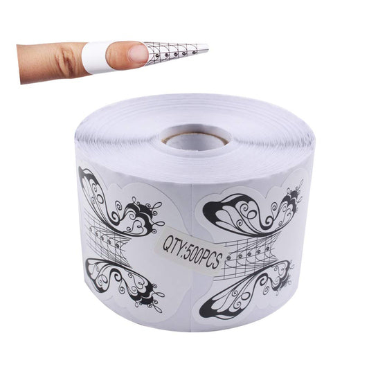 Beautyleader 500Pcs/Roll Nail Form Guide Acrylic Tip Extension Forms Black And White Color Butterfly Designsticker Rroll Manicur