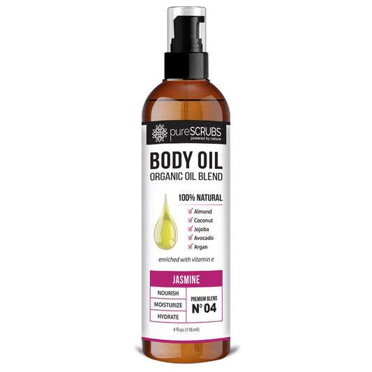 Purescrubs Ultra Moisturizing Jasmine Body Oil Spray For Dry Skin, Massage, Cuticles & More - Organic Super Blend Of Jojoba, Arg