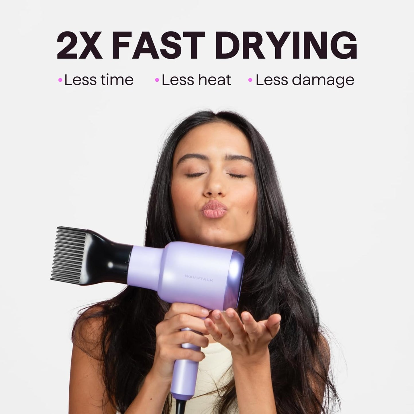 Wavytalk 1875W Ionic Hair Dryer | Diffuser & Comb for Curly Hair | Black