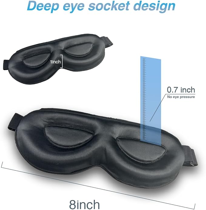 PROMEED Adjustable 100% Mulberry Silk Sleep Mask 23 Momme, 3D Contoured No-Pressure Cup Eye Mask for Sleeping, Super Soft Breathable Blindfold, Perfect Blocks Light for Sleeping (White)