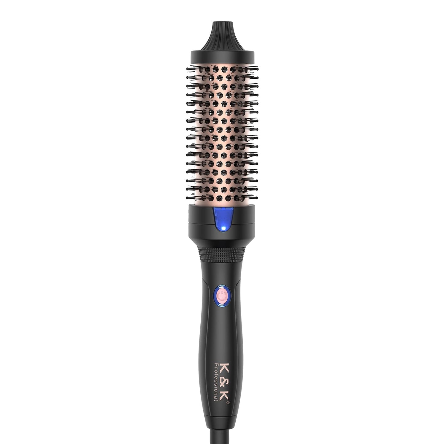 K&K Heated Curling Brush - 1.5 Inch Ceramic Tourmaline Ionic Volumizing Hot Brush For Root Volume & Loose Curls (Black)