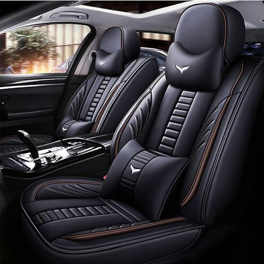 for Chevy Equinox Seat Covers 2005-2026, Full Coverage Customized Car Seat Covers, Premium Leather Waterproof Stain-Resistant Easy to Install (Luxury 2 Seats, Black&Coffee)