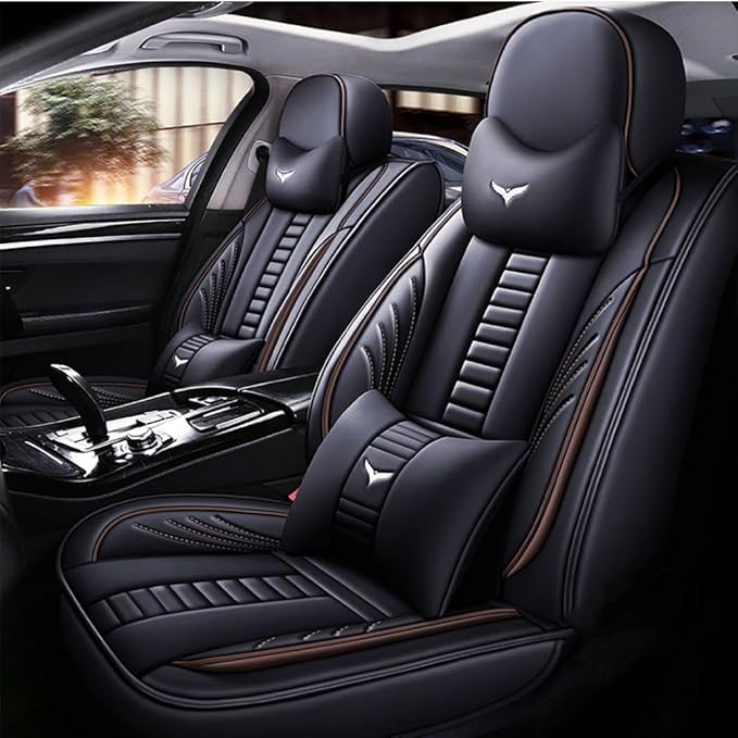 for Toyota CHR Seat Covers 2018-2026, Full Coverage Customized Car Seat Covers, Premium Leather Waterproof Stain-Resistant Easy to Install (Luxury 5 Seats, Black&Coffee)