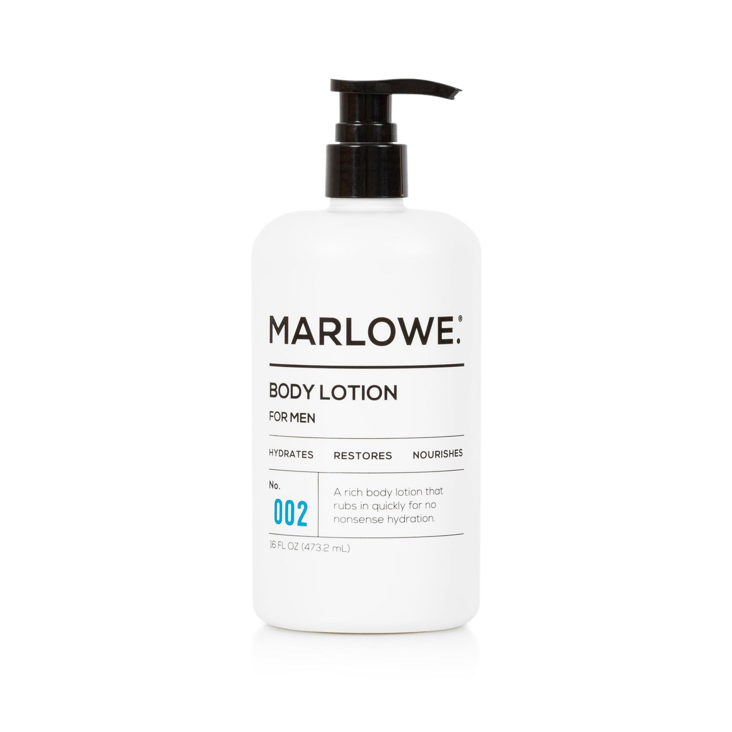 Marlowe. No. 002 Moisturizing Body Lotion 16 Oz, Daily Dry Skin Lotion For Men, Made With Hydrating Natural Aloe Vera, Vegan, Oi