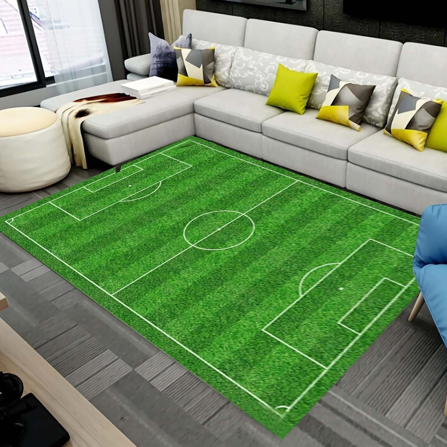 LuxeLiving Indoor/Outdoor Area Soft Rug, Football Field Grass Floor Rug, 100% Polyester Non-Slip, for Living Room Coffee Table Home Decoration Gifts, 39.37x78.74in