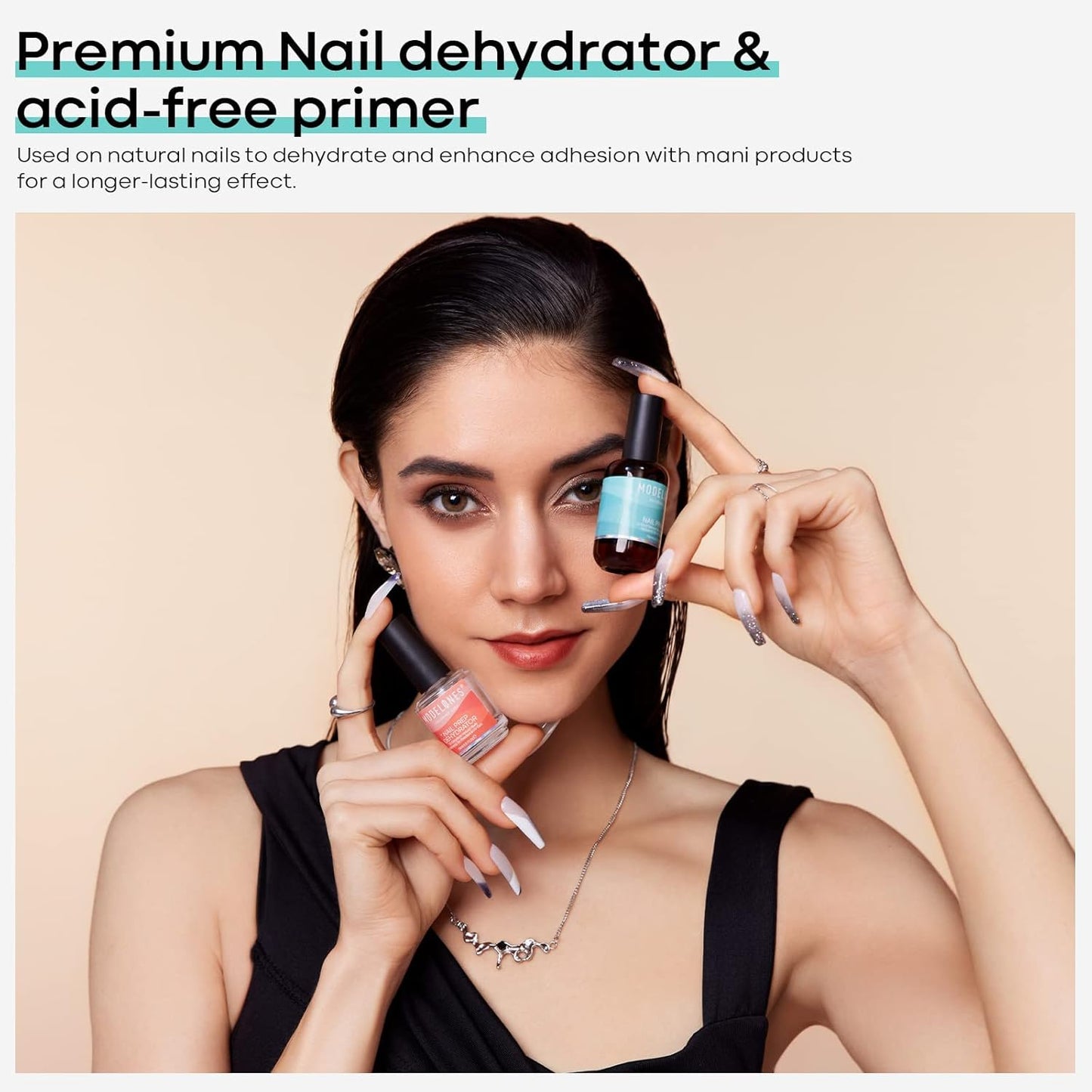 Modelones 4 Pcs Nail Dehydrator & Primer Set | Acid-Free, Hema-Free, 15 ml