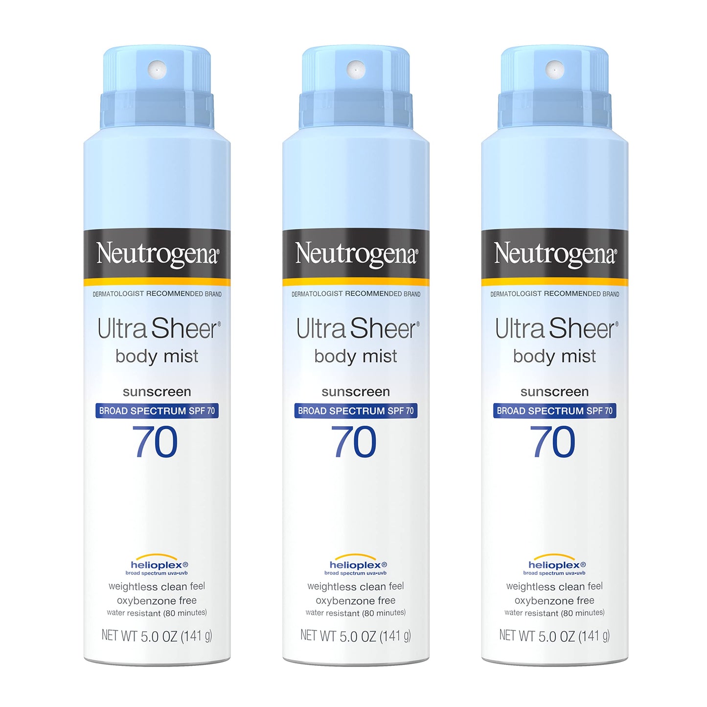 Neutrogena Sunscreen Spray, Ultra Sheer Body Mist, Broad Spectrum Spf 70, Non-Greasy Water Resistant Body Sunscreen Mist, Non-Co