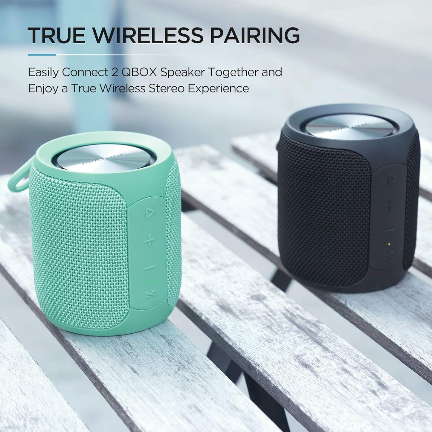 MIATONE QBOX - 16W Bluetooth Speaker IP67 Waterproof Speaker with Deep Bass, Portable Speakers for Beach Camping Accessories, Gifts for Men Fathers Him - Black
