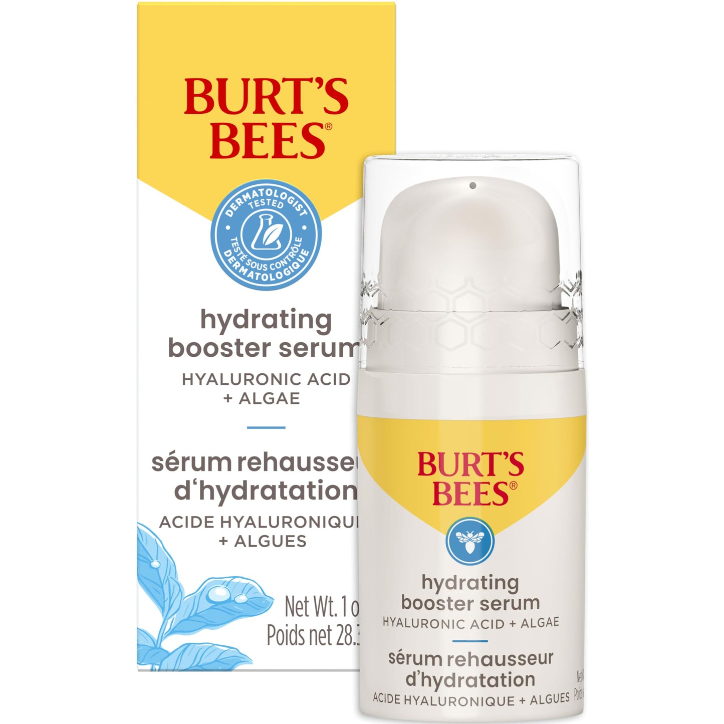 Burt'S Bees Hyaluronic Acid Face Serum, Hydrates & Boosts Skin Naturally For Smoother, Glowing Skin Tone, Lightweight, With Alga