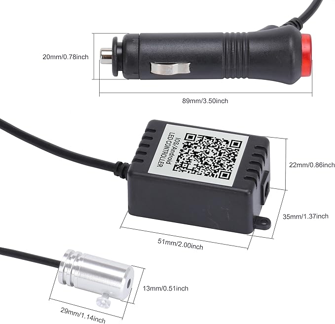 Car Ambient Lighting Optic Fiber 64 Colors Music Sound Active with RF Remote Control + APP Control Car Decorative Atmosphere Lighting Kit DC 12V 1W 8m