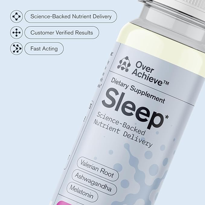 Sleep Drink with Advanced Nanoscience Technology - Contains Melatonin, Ashwagandha and Valerian Root - 3 Pack Liquid Sleeping Aid Help Fall Asleep Faster, Mix Berries 2oz