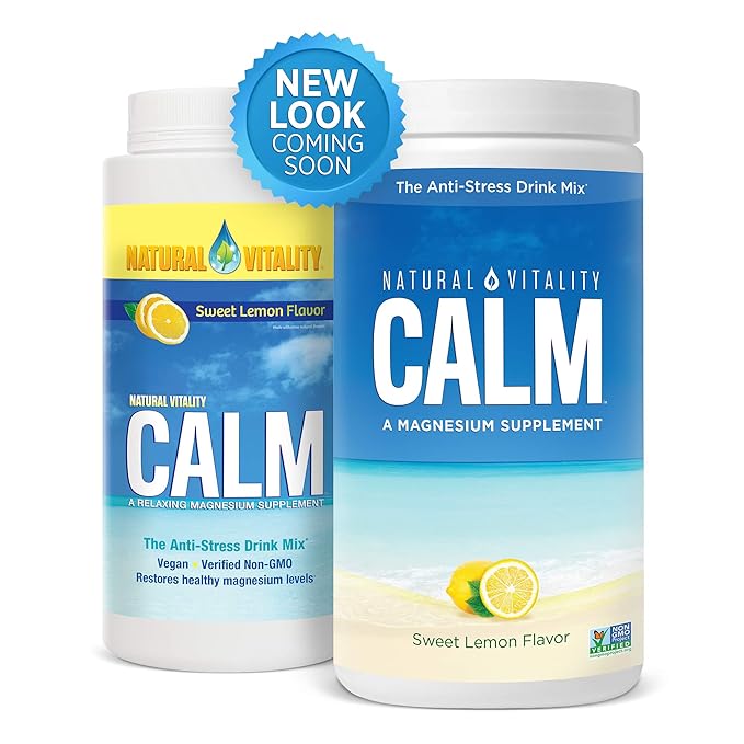 Natural Vitality Calm, Magnesium Citrate Supplement, Anti-Stress Drink Mix Powder, Lemon - 8 Ounce (Packagaing May Vary)
