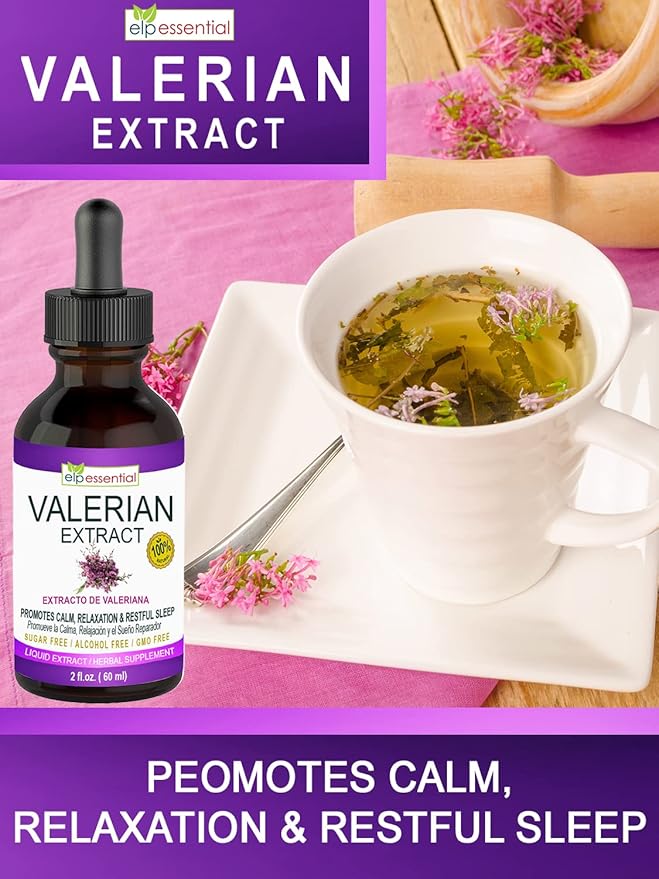 ELP ESSENTIAL Valerian Root Extract Drops | 2 fl oz | Sugar Free, Alcohol Free, Non- GMO Gluten Free Liquid 2 Pack