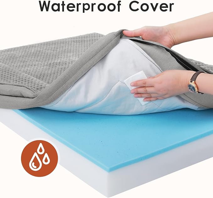 Orthopedic Dog Bed Medium Size Dog, 3 Inch Memory Foam Pet Bed for Small and Medium Dogs, Washable Removable Cover, Nonskid Bottom, Waterproof, 30x20 Inches S Light Grey