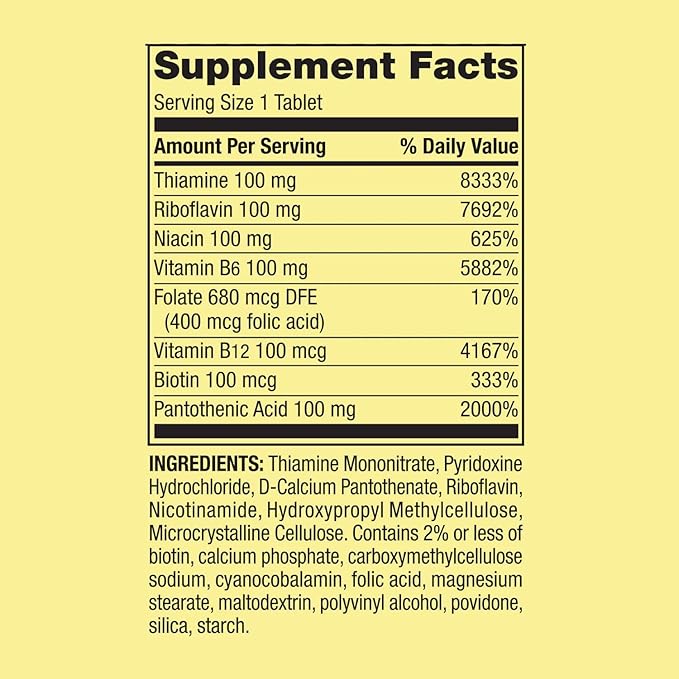 SCHMIDT EMPIRE B-100 Complex High Potency, B 100 Time Release Tablets – Metabolism & Nervous System Support, 60 Tablets, 60-Day Supply, Gluten-Free (Pack of 1)