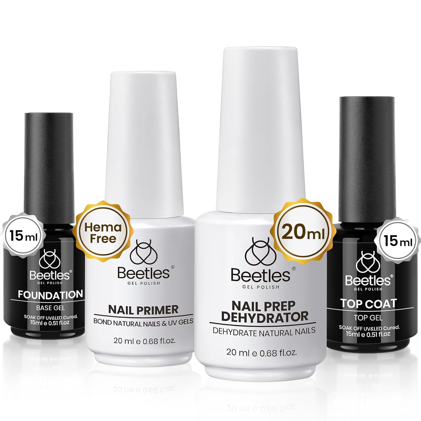 Beetles Gel Nail Polish Set – 3Pcs No Wipe Top Coat & Cuticle Oil | Glossy Shine