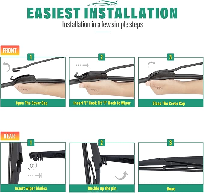 24" 20" 11" Windshield Wiper Blades Replacement for Buick Envision 2021-2025,Enclave 2025,Chevy Traverse 2025,GMC Acadia 2024-2025 Premium All Weather Front Rear Wipers Set - OEM Quality (Pack of 3)