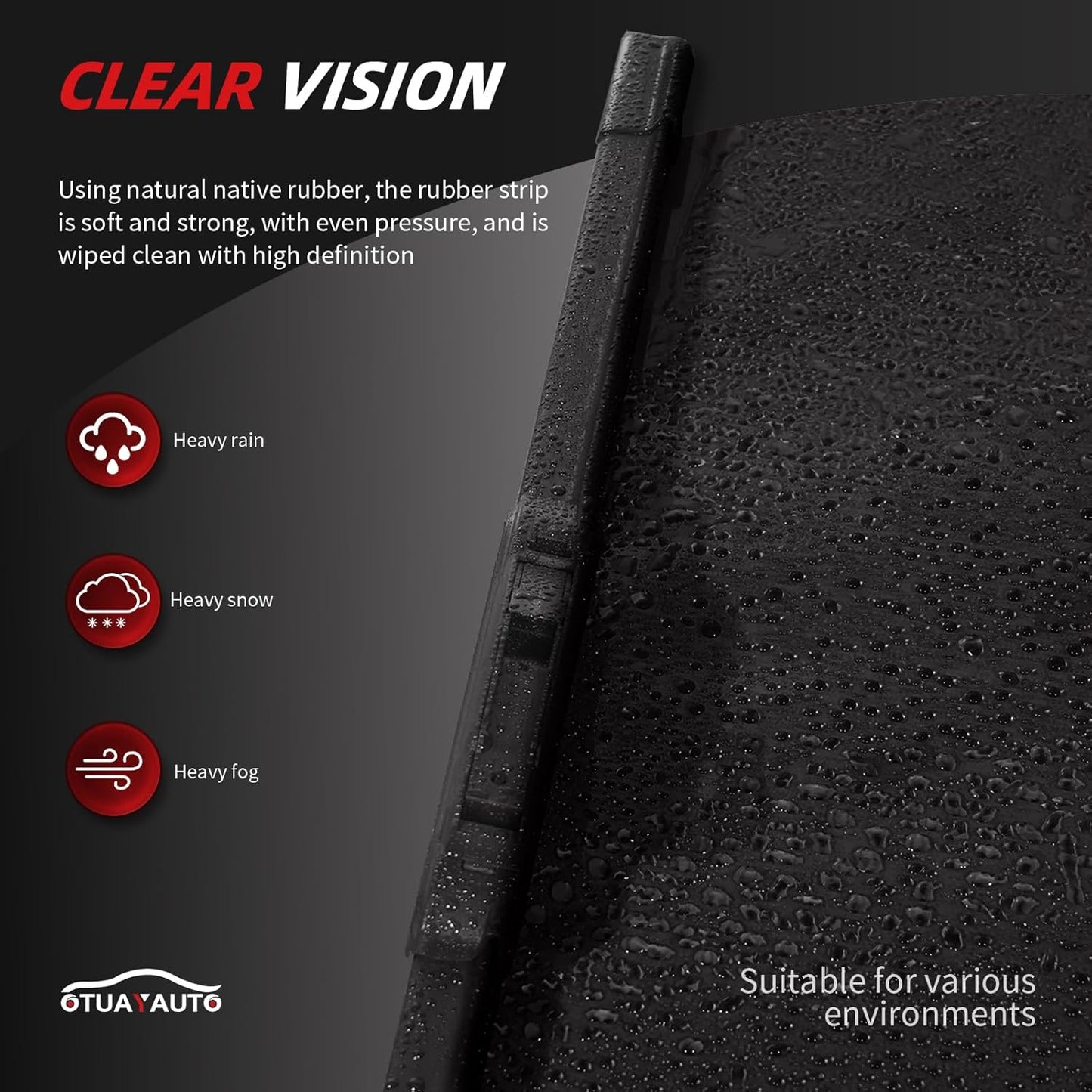 OTUAYAUTO Premium Windshield Wiper Blades - Replacement for Jeep Compass 2018-2022 - Precision Fit, All-Weather Performance, Front and Rear Wiper Blades, U Hook - 24"+18"+10" (Pack of 3)